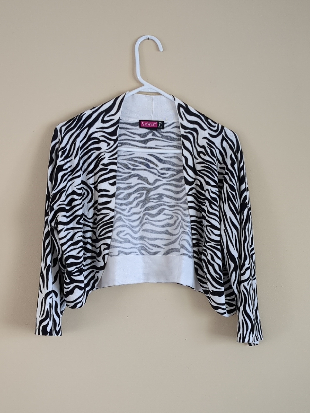 21" Pit-to-pit Say What? Zebra Open Front Cardigan